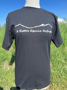 3 Sisters Equine Refuge mountain logo on Unisex Tshirt